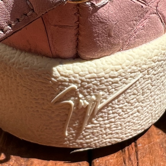 Giuseppe Zanotti Pink Leather Slip-on Sneakers  size 40 US 9 with chain & zipper - Picture 6 of 9